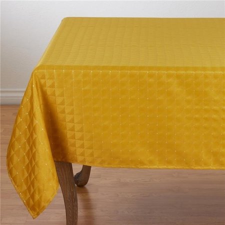 SARO LIFESTYLE SARO 6081.GL70S 70 in. Square Polyester Christmas Tablecloth with Checkered Pattern - Gold 6081.GL70S
